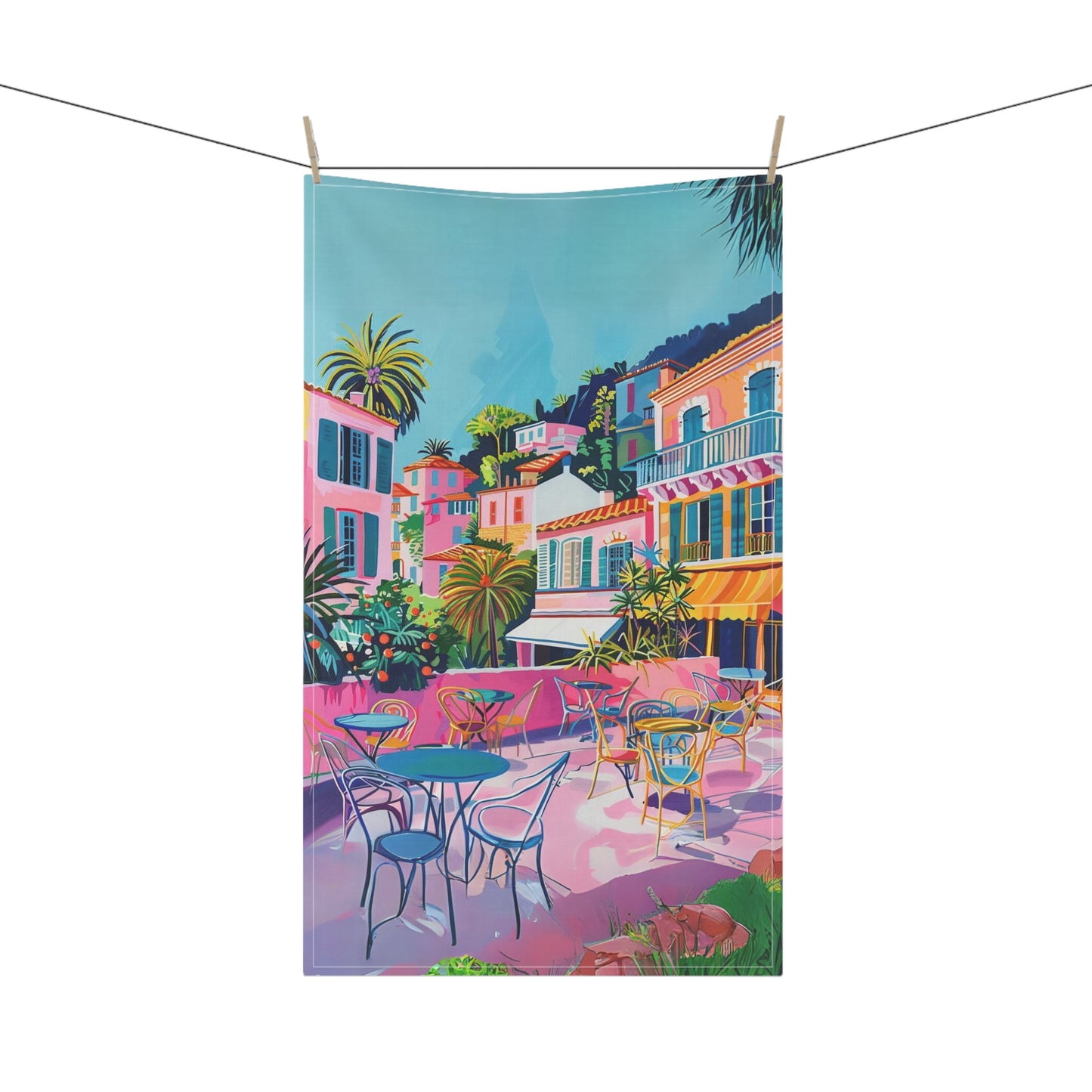 French Riviera Tea Towel